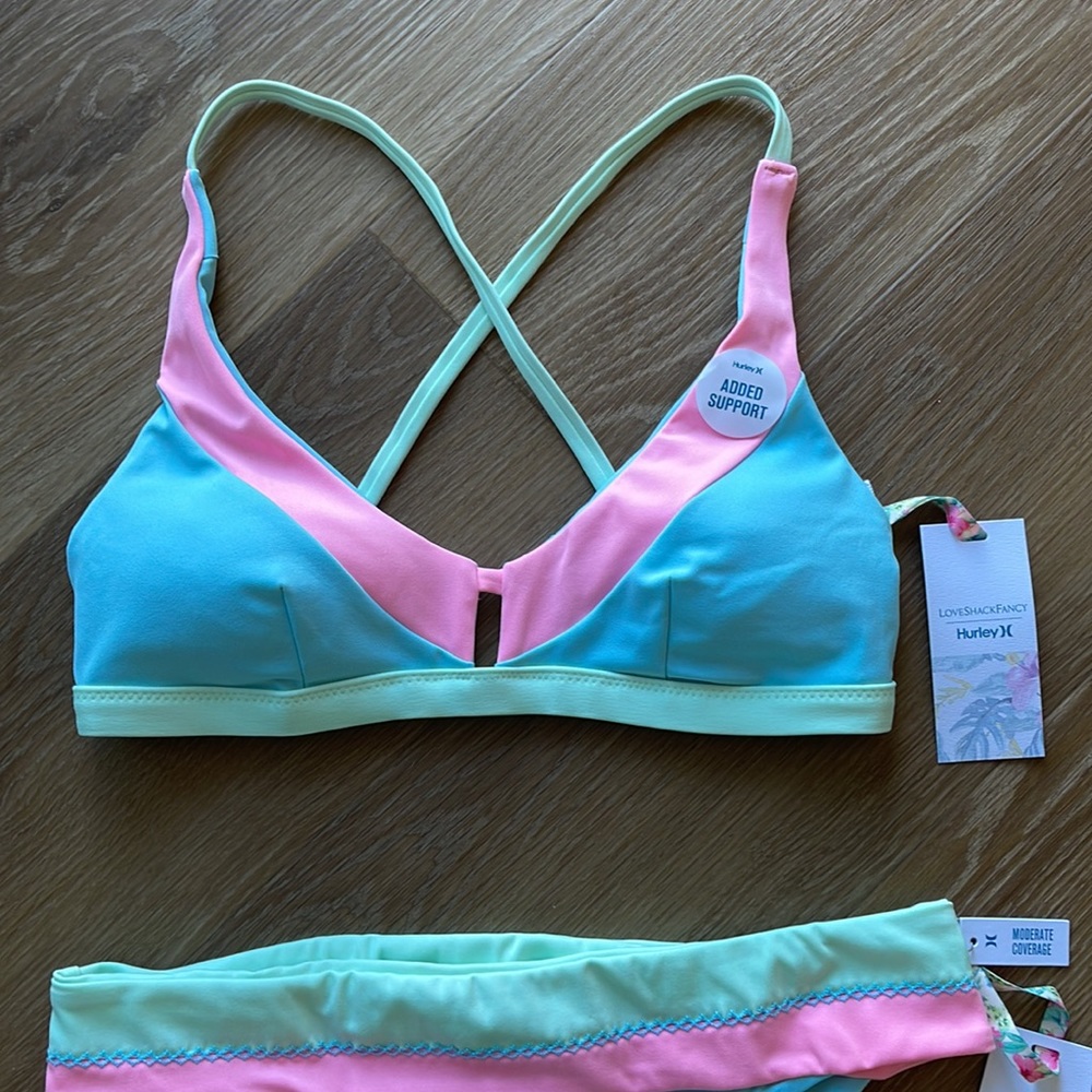 LoveShackFancy X HURLEY MAX COLORBLOCK BIKINI SET - Picture 10 of 15